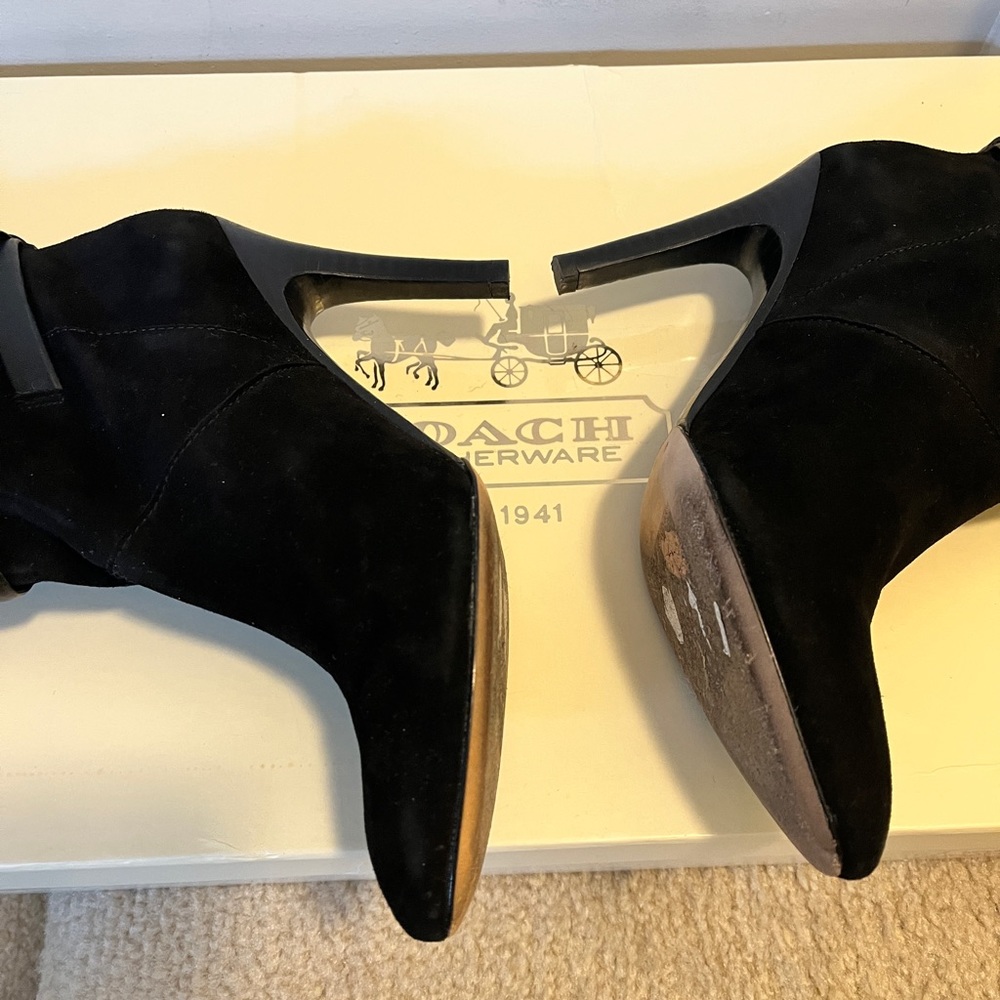 COACH Ash Women's Black Suede Knee High boots Size 7.5 - Picture 7 of 9